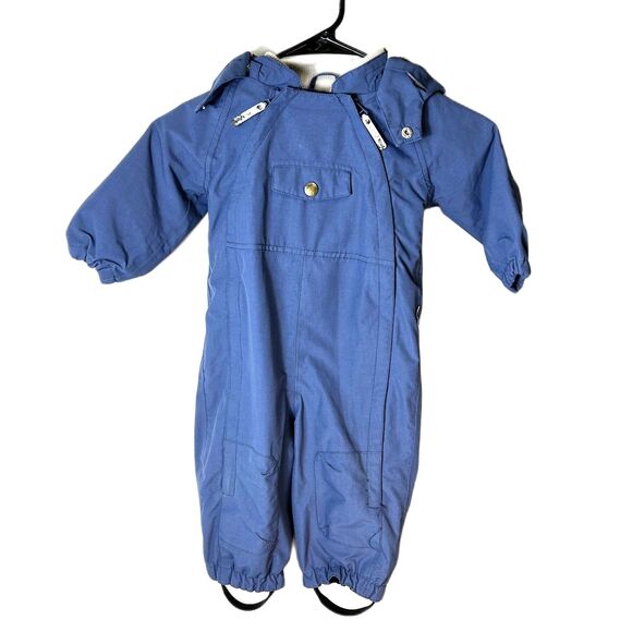 Mini A Ture Wisto Medium Blue Softshell Hooded Snowsuit Size 9 Months/74 cm - Picture 2 of 15